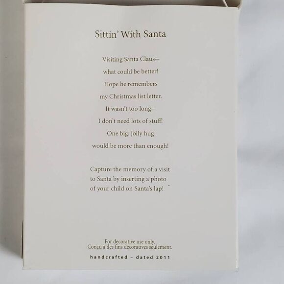 2011 Hallmark Keepsake Ornament "Sittin' With Santa" Photo Holder Frame – Ginger - Picture 4 of 5